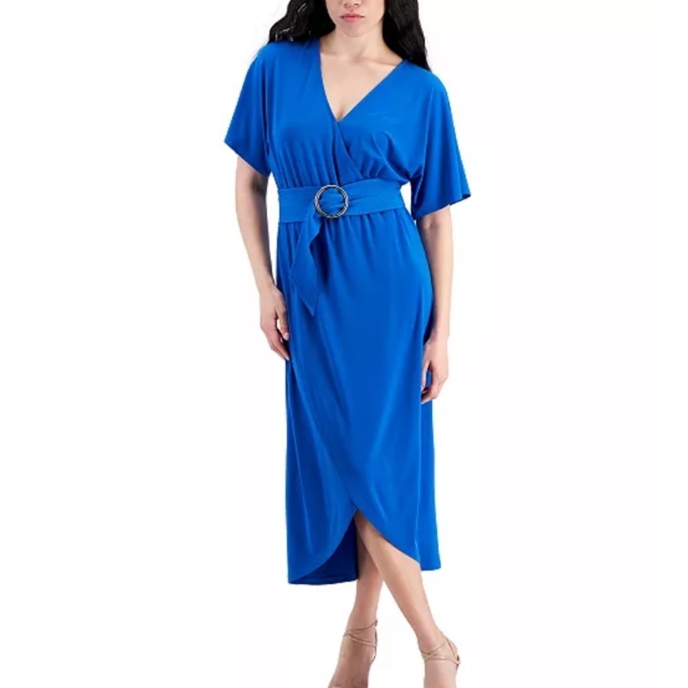 I.N.C. INTERNATIONAL CONCEPTS | Belted Faux-Wrap Midi Dress, Created for Macy’s